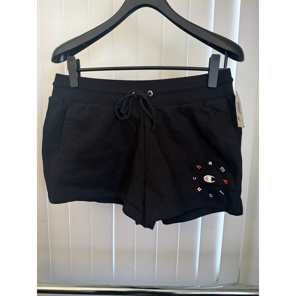 NWT Women’s Champion Reverse Weave Black Embroidered Logo Shorts Size X-large